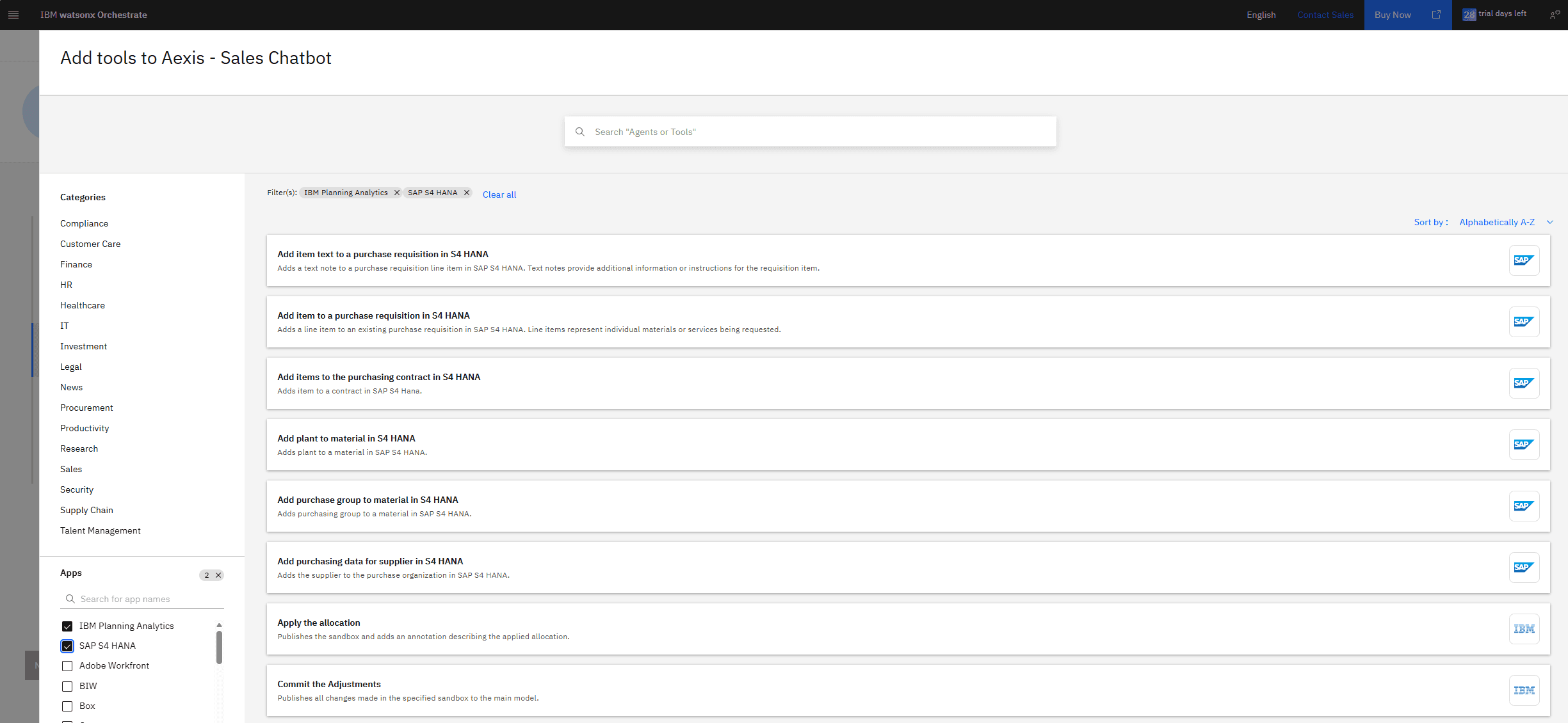 Interface IBM watsonx Orchestrate pour piloter des agents IA avec AEXIS