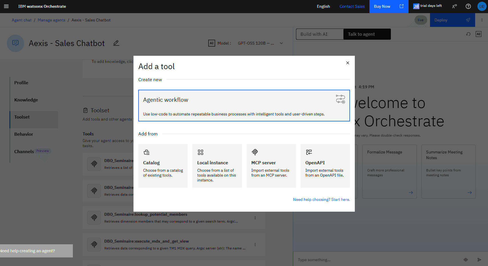 Workflow agentique watsonx Orchestrate pour une orchestration multi-agents